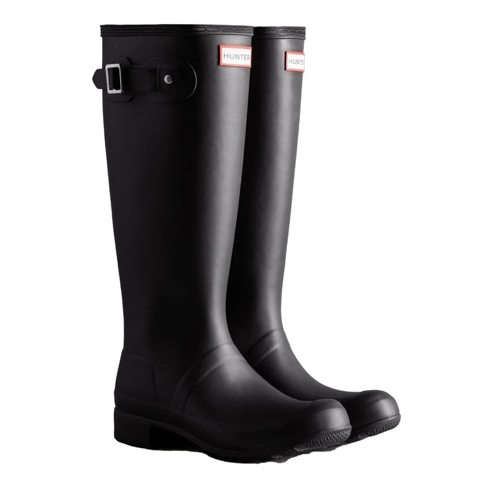 HUNTER Original Tour Tall Packable Foldable Rain Boots Womens Size 11 Black $185